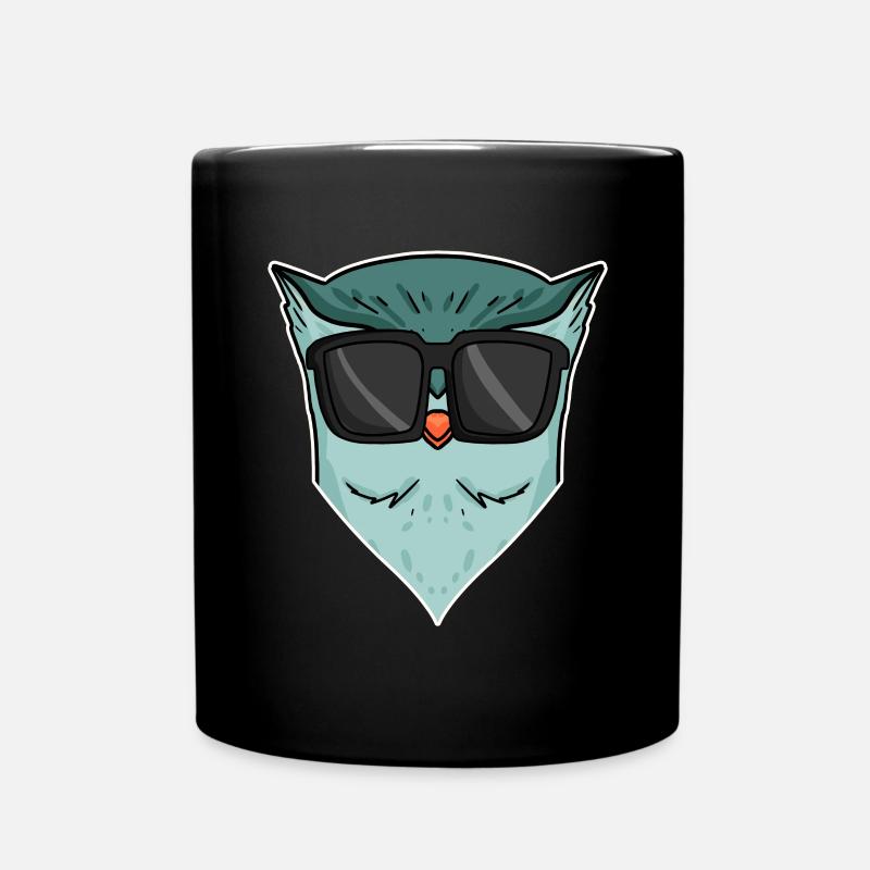 Eule mit Sonnenbrille - Tasse einfarbig - Schwarz