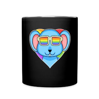 Gay Rainbow Heart Animal Mouse - Full Colour Mug - black - Front