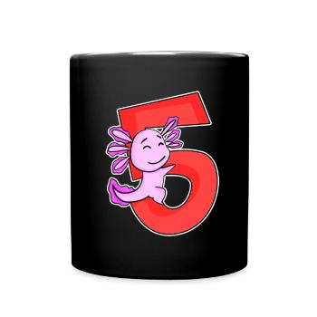 5 Jahre alt - 5. Geburtstag mit Tier Motiv - Tasse einfarbig - Schwarz - Vorne