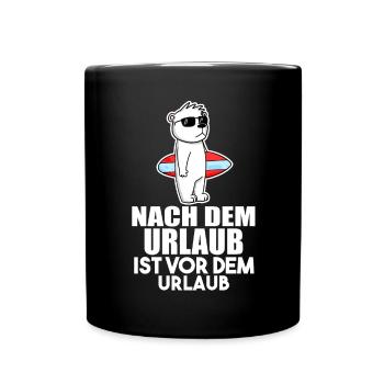 Urlaub Surfen Meer Bär - Tasse einfarbig - Schwarz - Vorne