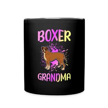 Boxer Grandma | German Boxer Dog Gift - Full Colour Mug - black - Front