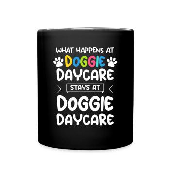 Que se passe-t-il à la garderie pour chiens Citation Garderie pour chiens W - Mug uni - noir - Devant