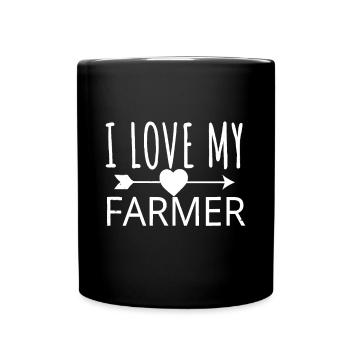 I Love My Farmer Quote Farmer's Wife Girlfriend Hu - Full Colour Mug - black - Front