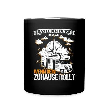 Camping Urlaub Reisen - Tasse einfarbig - Schwarz - Vorne