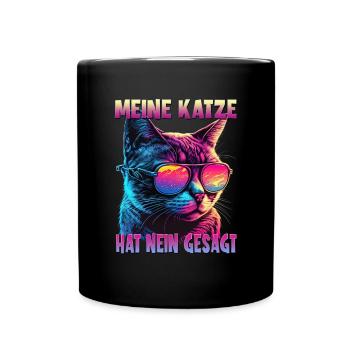 Katzenliebhaber Design Katzenmama Meine Katze hat - Tasse einfarbig - Schwarz - Vorne