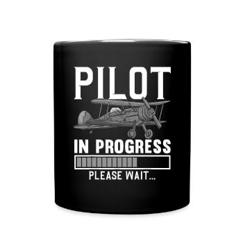 Pilot Art Männer Frauen Airline Future Pilot Aviationp - Tasse einfarbig - Schwarz - Vorne