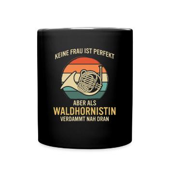 Waldhorn Waldhornspieler Waldhornist - Tasse einfarbig - Schwarz - Vorne