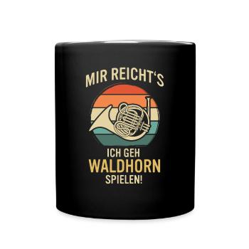 Waldhorn Waldhornspieler Waldhornist - Tasse einfarbig - Schwarz - Vorne