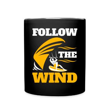 Follow The Wind Kiteboarding Kitesurfing - Full Colour Mug - black - Front
