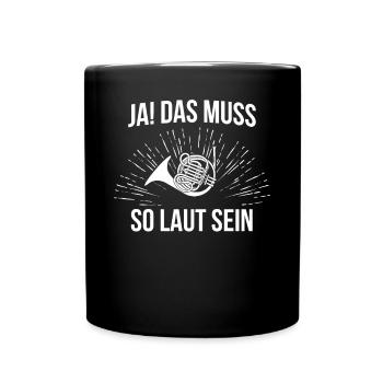 Waldhorn Waldhornspieler Waldhornist - Tasse einfarbig - Schwarz - Vorne