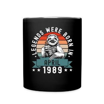 Legends Were Born In April 1989 Faultier Sloth - Full Colour Mug - black - Front
