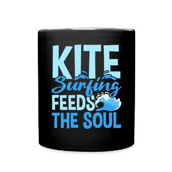Le kitesurf nourrit le kitesurfeur Soul Kiteboarding - Mug uni - noir - Devant