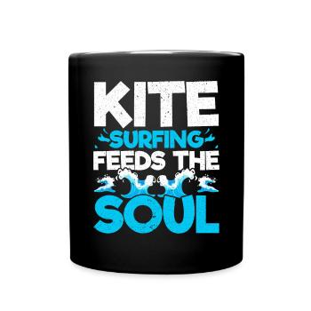 Le kitesurf nourrit le kitesurfeur Soul Kiteboarding - Mug uni - noir - Devant