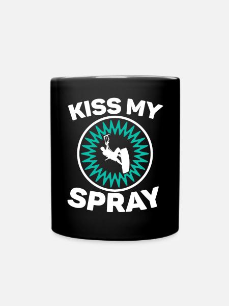 Kiss My Spray Kitesurfer Kiteboarding Kitesurfen - Tasse einfarbig - Schwarz