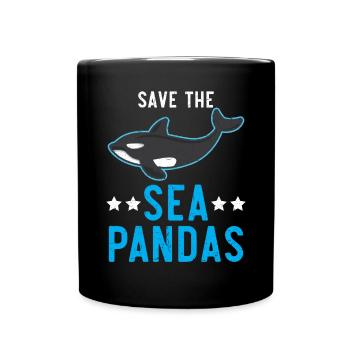 Rettet das Meer Pandas Orca Wal Meeresbiologe - Tasse einfarbig - Schwarz - Vorne