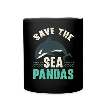 Rettet das Meer Pandas Orca Wal Meeresbiologe - Tasse einfarbig - Schwarz - Vorne