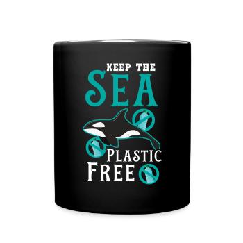 Gardez la mer sans plastique Orque Animal Baleine - Mug uni - noir - Devant
