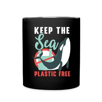 Gardez la mer sans plastique Orque Animal Baleine - Mug uni - noir - Devant