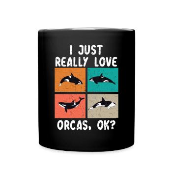 J’aime vraiment les orques Biologie marine Orque Baleine - Mug uni - noir - Devant