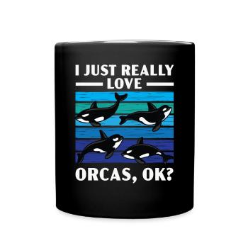 J’aime vraiment les orques Biologie marine Orque Baleine - Mug uni - noir - Devant