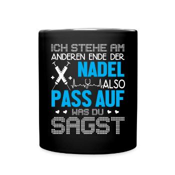 Lustiger Krankenpflegerin Krankenschwester Sei - Tasse einfarbig - Schwarz - Vorne