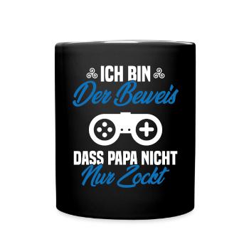 Schwangerschaft Baby Geburt Gamer - Papa Spruch - Tasse einfarbig - Schwarz - Vorne