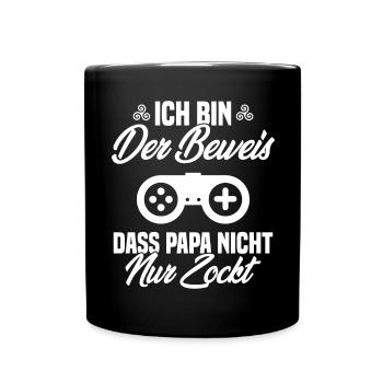 Schwangerschaft Baby Geburt Gamer - Papa Spruch - Tasse einfarbig - Schwarz - Vorne