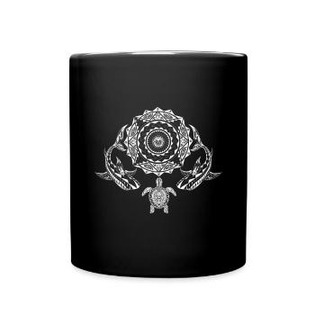 Maori Polynesian Tattoo Whale Shark Turtle - Full Colour Mug - black - Front