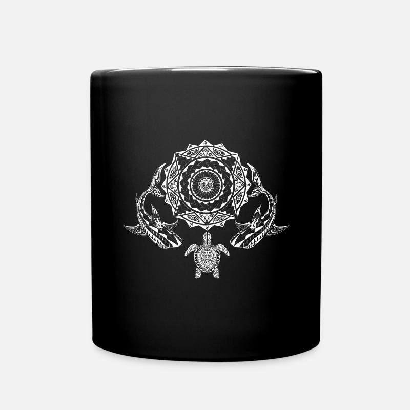 Maori Polynesian Tattoo Wal Hai Schildkröte - Tasse einfarbig - Schwarz