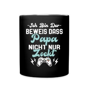 Schwangerschaft Baby Geburt Gamer - Papa Spruch - Tasse einfarbig - Schwarz - Vorne
