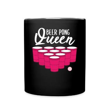 Beer Pong Queen Bier Pong Lustiges Geschenk - Tasse einfarbig - Schwarz - Vorne