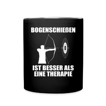 Bogenschießen Bogenschütze Spruch Geschenk - Tasse einfarbig - Schwarz - Vorne