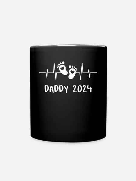 Daddy 2024 Heartbeat - The Daddy Papa Father's Day - Full Colour Mug - black