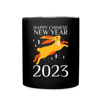 Joyeux Nouvel An Chinois Lapin 2023 arbres - Mug uni - noir - Devant