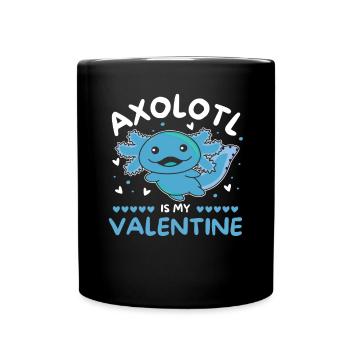 Axolotl zum Valentinstag süße Tiere mit Herzen - Tasse einfarbig - Schwarz - Vorne