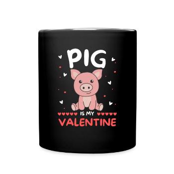 Cochon pour la Saint-Valentin animaux mignons avec des cœurs - Mug uni - noir - Devant