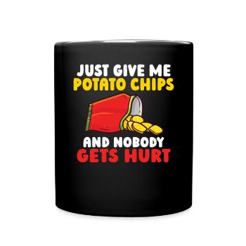 Kartoffelchips Geschenk - Tasse einfarbig - Schwarz - Vorne