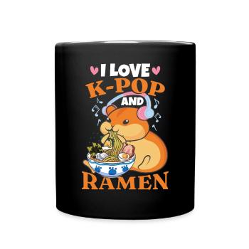 J’adore la K-Pop et les Ramen - Mug uni - noir - Devant