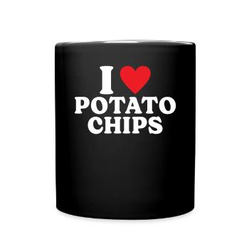 Kartoffelchips Geschenk - Tasse einfarbig - Schwarz - Vorne
