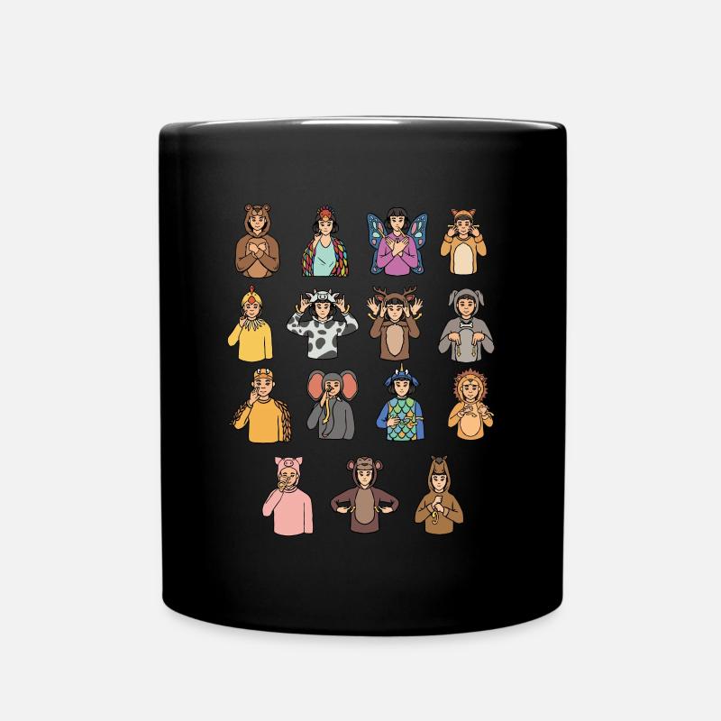 Animaux Asl Geste de la main Sourd Perte auditive - Mug uni - noir