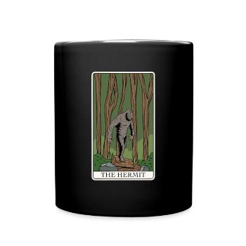 Bigfoot Tarotkarte "Der Einsiedler" für einen - Tasse einfarbig - Schwarz - Vorne