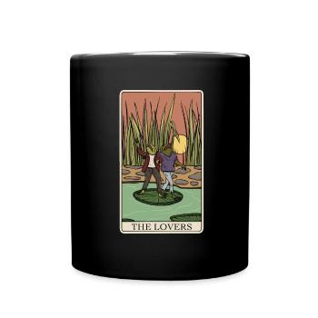 Cottagecore Frog Tarot Card "The Lovers" for a - Full Colour Mug - black - Front