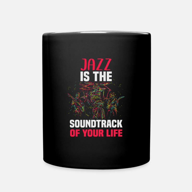 Jazz Music Orchestra Musicians - Full Colour Mug - black