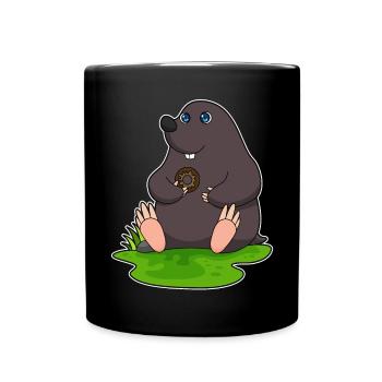 Taupe beignet - Mug uni - noir - Devant