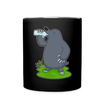 Bouteille d’eau de taupe - Mug uni - noir - Devant
