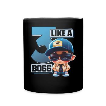 Baby 3. Geburtstag Junge Mädchen Like a Boss - Tasse einfarbig - Schwarz - Vorne