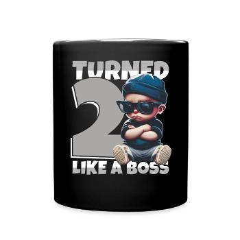 Baby 2. Geburtstag Junge Mädchen Like a Boss - Tasse einfarbig - Schwarz - Vorne