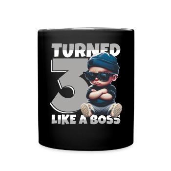 Baby 3. Geburtstag Junge Mädchen Like a Boss - Tasse einfarbig - Schwarz - Vorne