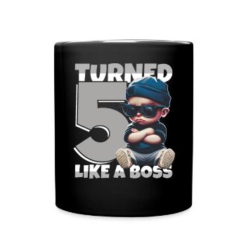 Baby 5. Geburtstag Junge Mädchen Like a Boss - Tasse einfarbig - Schwarz - Vorne
