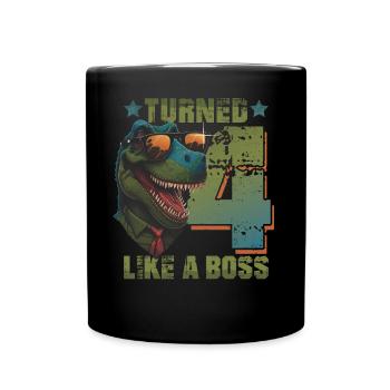Baby 4. Geburtstag Junge Mädchen Like a Boss - Tasse einfarbig - Schwarz - Vorne
